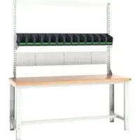 Bott Systemwerkbank cubio, mit Aufnahmerahmen, Buche-Multiplexplatte, bis 800 kg, B 2000 x T 750 mm, Lichtgrau