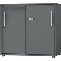 Schäfer Shop Schiebetürenschrank SET UP, abschließbar, 2 Ordnerhöhen, B 800 x T 420 x H 788 mm, graphit/graphit