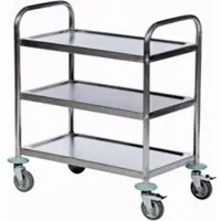 ROLLCART Edelstahl-Tischwagen 3 Etagen, 685 x 380 mm