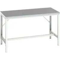 Bott Werkbank verso, Linoleum-Platte, mit Querstrebenset, B 1500 x T 800 x H 780 - 930 mm, RAL 7035 Lichtgrau