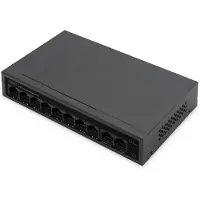 Digitus 8+2-Port Gigabit PoE Netzwerkswitch, Desktop, unmanaged, 60 W, af/at, Fast Ethernet (10/100), Vollduplex, Power over Ethernet (PoE)