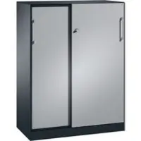 C+P Schiebetürenschrank ASISTO C 3000, 3 Ordnerhöhen, mit Abdeckplatte, Breite 1000 mm, anthrazit/alusilber