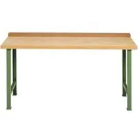 Schäfer Shop Modulare Werkbank , Grundeinheit, Buche Multiplexplatte, bis 500 kg, B 1500 x T 700 x H 840 mm, Resedagrün ral 6011
