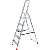 SZ Metall Alustufenstehleiter, belastbar bis 150 kg, 5 Stufen