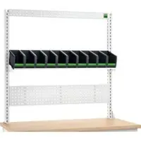 Bott Aufnahmerahmenset verso A6, für Werkbank verso, Lochplatte, 10 bottBoxen, B 1350 x T 435 x H 1357 mm, Stahlblech, RAL 7035 Lichtgrau