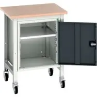 Bott Mobile Werkbank verso, Multiplex-Platte, 1 Tür & 1 Ablageboden, Rollen, B 700 x T 600 x H 930 mm, RAL 7035 Lichtgrau / Anthrazitgrau