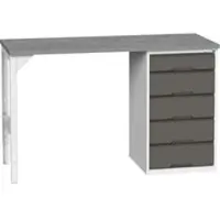 Bott Unterbauwerkbank verso, Linoleum-Platte, 5 Schubladen, B 1500 x T 600 x H 930 mm, Lichtgrau / Anthrazitgrau