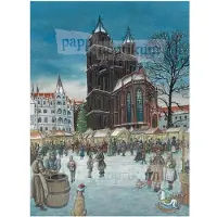 Pappnoptikum Nostalgischer Adventskalender Weihnachtsmorgen mit Weihnachtsmarkt-Motiv