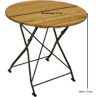 FRG Klapptisch Holztisch Gartentisch Tisch, rund, Gestell dunkel Grün 77 cm