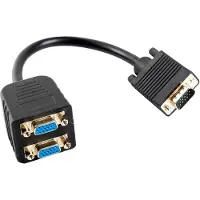 Lanberg AD-0020-BK, 0,2 m, VGA (D-Sub), 2 x VGA (D-Sub), Männlich, Weiblich, Schwarz