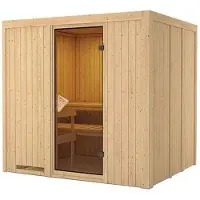 Karibu Sauna Innensauna Daria Fronteinstieg ohne Zubehör 196x170x198 cm ohne Dachkranz mit Bronzierter Tür