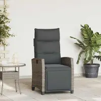 vidaXL Möbel Gartensessel mit Beistelltisch Verstellbar Grau Poly Rattan - Gartenstühle 4108276