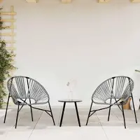 vidaXL Möbel Gartenstuhl-Set 3-tlg. Schwarz und Hellgrau Poly Rattan - Gartenstühle 4009294