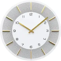 Nextime Quarzwanduhr 50x50cm weiß-gold Analoguhr aus MDF