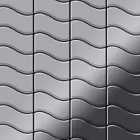 ALLOY Mosaik Fliese Massiv Metall Edelstahl Hochglänzend Grau 1,6mm Stark Flux-s-s-m 1 Paket mit 10 Matten 0,86 m2 Grau