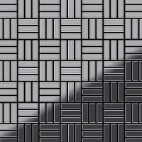 ALLOY Mosaik Fliese Massiv Metall Edelstahl Hochglanz Grau 1,6mm Basketweave-s-s-m 1 Paket mit 10 Matten 0,82 m2 Grau