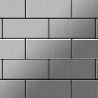 ALLOY Mosaik Fliese Massiv Metall Edelstahl Gebürstet Grau 1,6mm Stark Subway-s-s-b 1 Paket mit 50 Matten 0,58 m2 Grau