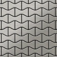 ALLOY Mosaik Fliese Massiv Metall Edelstahl Gebürstet Grau 1,6mm Stark Kismet-s-s-b 1 Paket mit 10 Matten 0,86 m2 Grau