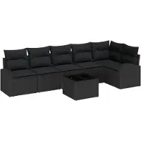 vidaXL Gartensofa-set Schwarz Poly-Rattan