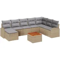 vidaXL Gartensofa-set 9 Stk. Beige Poly-Rattan