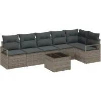 vidaXL Gartensofa-set 7 Stk. Hellgrau Poly-Rattan