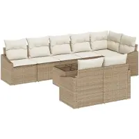 vidaXL Gartensofa-set 9 Stk. Beige und Creme Poly-Rattan