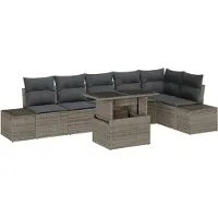 vidaXL Gartensofa-set 7 Stk. Grau Poly-Rattan