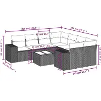 vidaXL 9-tlg. Garten-Sofagarnitur mit Kissen Schwarz Poly Rattan