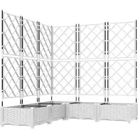 vidaXL Garten-Pflanzgefäß 5 pcs Weiß 120 x 120 x 125,5 cm Kunststoff