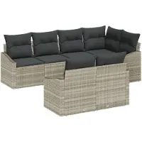 vidaXL Gartensofa-set 7 Stk. Hellgrau Poly-Rattan