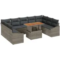 vidaXL Gartensofa-set 10 Stk. Grau und Braun