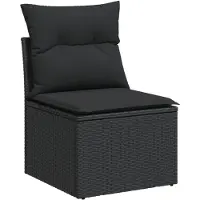 vidaXL 9-tlg. Garten-Sofagarnitur mit Kissen Schwarz Poly Rattan