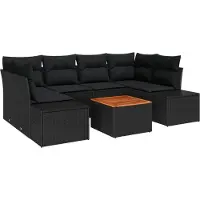 vidaXL Gartensofa-set 7 Stk. Schwarz Poly-Rattan