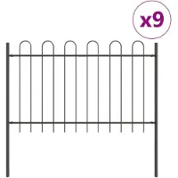 vidaXL Gartenzaun BOXTEL 9 Stk. 15,3 x 1 m Pulverbeschichteter Stahl