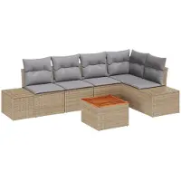 vidaXL Gartensofa-set 6 stk. Beige Poly-Rattan
