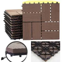 Mendler WPC Bodenfliese Rhone, Holzoptik Balkon/Terrasse, 11x je 30x30cm = 1qm ~ Premium, coffee Vierecke