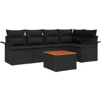vidaXL Gartensofa-set 6 stk. 5-Sitzanzahl Schwarz Poly-Rattan