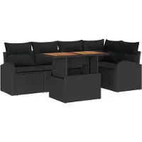 vidaXL Garten-Sofa-Set 6 Stk. Schwarz