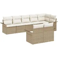 vidaXL Gartensofa-set mit Speicher 8 pcs Beige Poly-Rattan