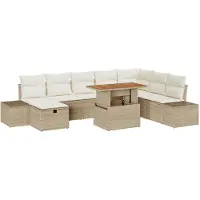 vidaXL Gartensofa-set 9 stk. Beige Poly-Rattan