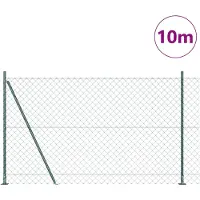 vidaXL Maschendrahtzaun mit Betonsockel 10 x 1,5 m Grün Netz