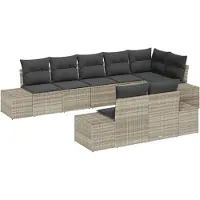 vidaXL Gartensofa-set 8 stk. Hellgrau Poly Rattan