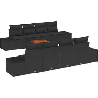 vidaXL Gartensofa-set 9 stk. Schwarz Poly-Rattan