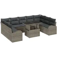 vidaXL Gartensofa-set 10 Stk. Grau Poly-Rattan