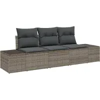 vidaXL Gartensofa-set 3 Stk. Grau Poly-Rattan
