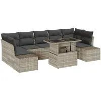 vidaXL Sofa Set 8 Stk. Hellgrau Poly-Rattan