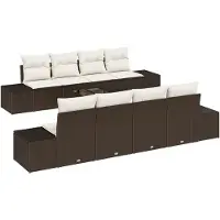 vidaXL Sofa Set 7 Stk. Braun und Creme [Synthetisch]: Poly Rattan