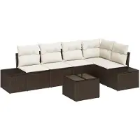 vidaXL Gartensofa-set mit Speicher Braun und Creme Poly-Rattan