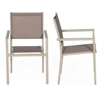 Happy Garden 4er Set Stühle aus Aluminium in Taupe - Textilene in Taupe