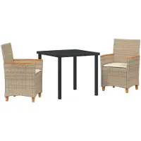 vidaXL Garten Essgruppe 3 Stk. Beige Poly-Rattan